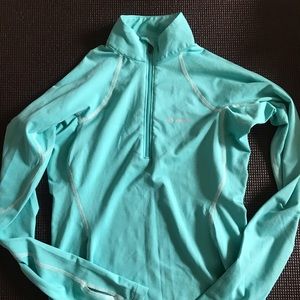 Columbua Quarter Zip Full Sleeze Top Turquoise XS